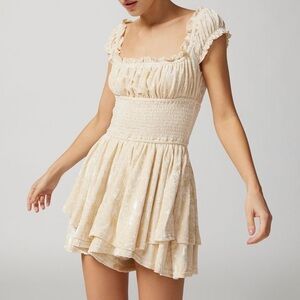 Urban Outfitters Cream Mini Romper Dress